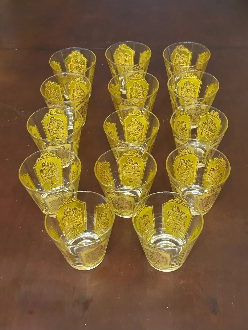 Vintage Culver 22kt gold gilt lowball glass tumblers